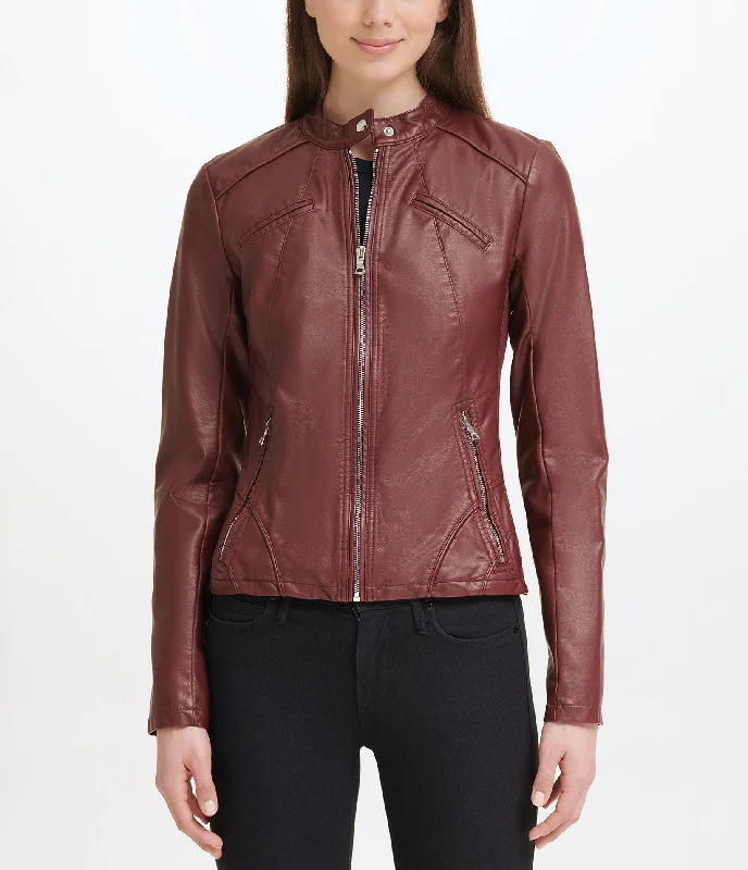 Office Jackets for Professional -Faux Leather Scuba Jacket