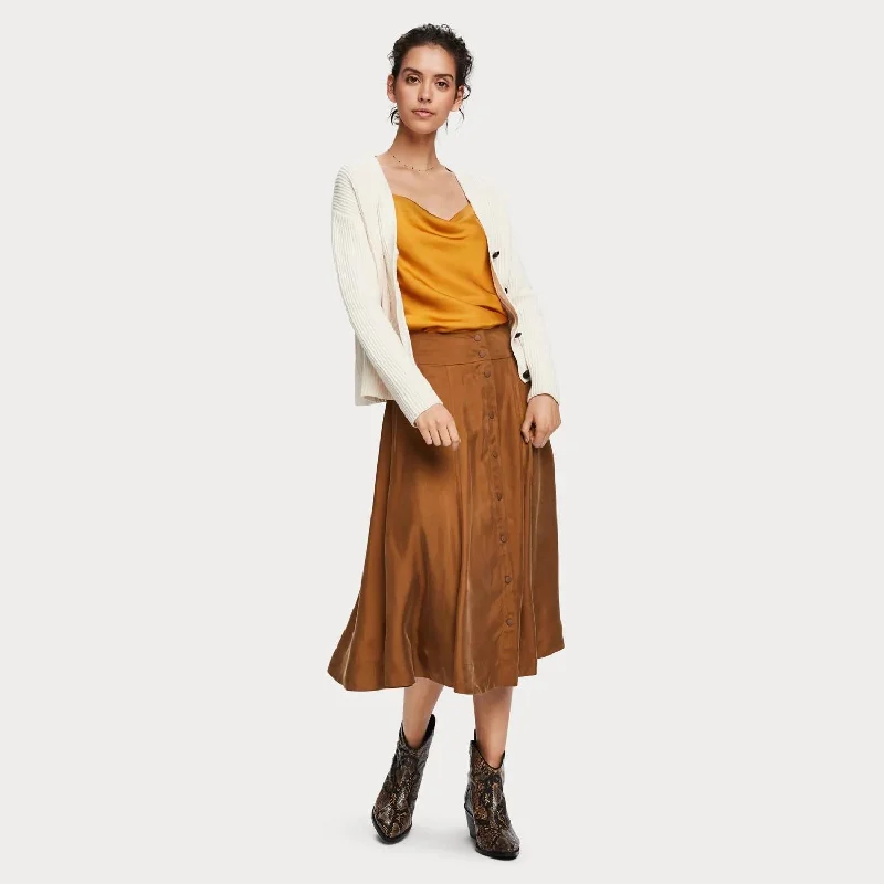 Ruffled midi skirts for delicate feminine touch -Cupro Blend Skirt