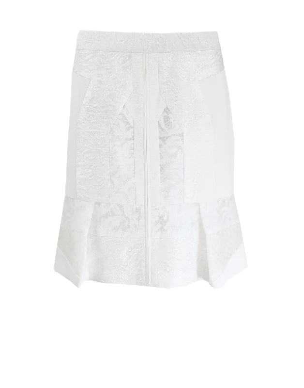 A-line skirts for flattering timeless silhouettes -Floral Jacquard Pleated Skirt