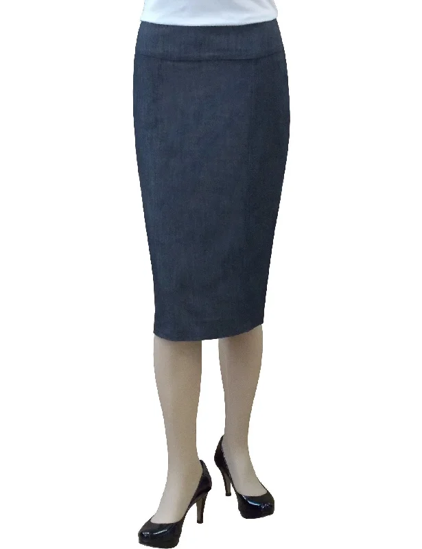 Pleated midi skirts for elegant everyday looks -Women's Stretch Denim Panel Pencil Skirt