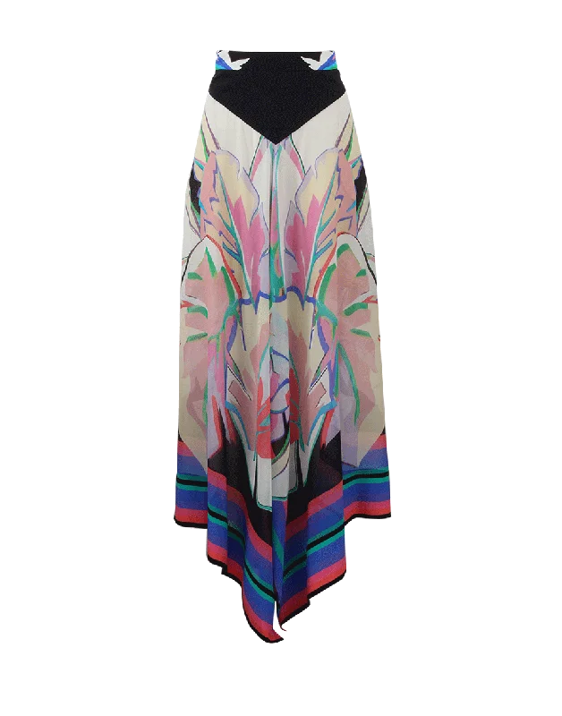 Vintage skirts with 70s-inspired designs -Abstract Leaf Print Skirt