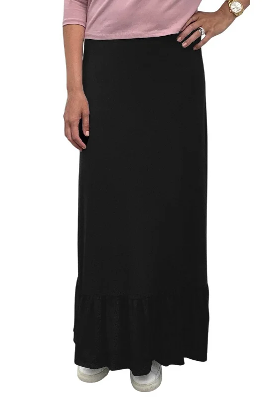 Soft skirts with gentle fabric drape -Baby'O Womens Classic Ruffle Bottom Maxi Skirt