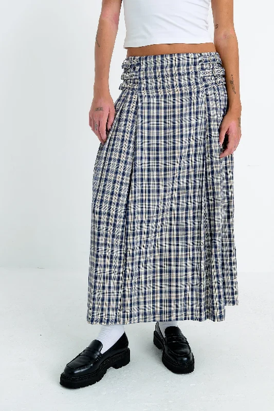 Geometric Dresses for Modern -Roary Check Maxi Skirt