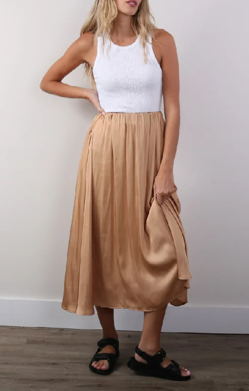 Contemporary Dresses for Fashion -Satin Blake Midi Skirt