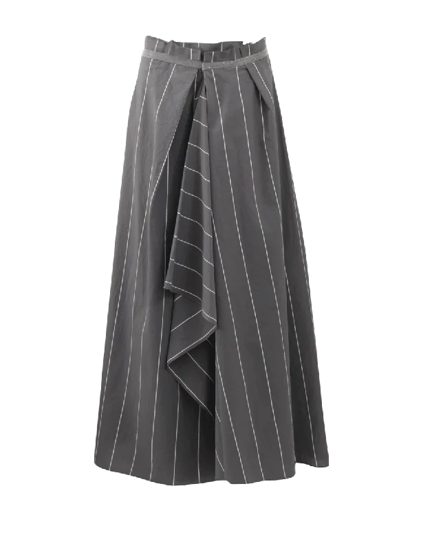 Ruffled midi skirts for delicate feminine touch -Pin Stripe Ball Skirt