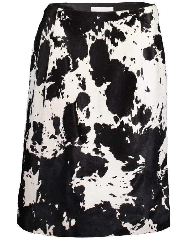 Vintage skirts with classic floral prints -Pony Haircalf A-Line Skirt