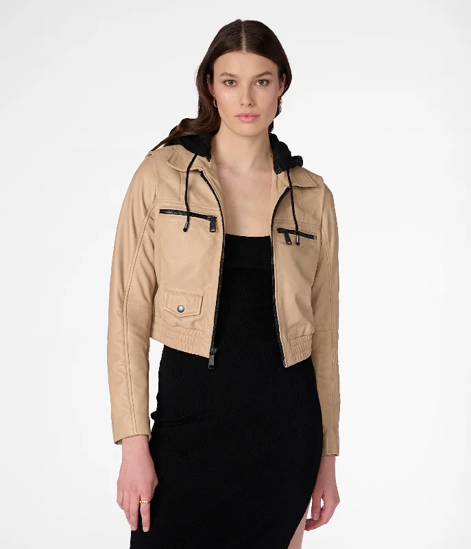 Green Jackets for Nature -Kimberly Cropped Hooded Bomber Jacket