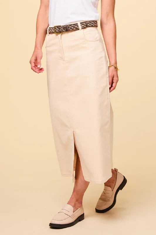 Patterned skirts for artistic standout appeal -Mallory Stretch Corduroy Skirt | Cream