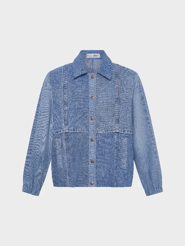 Raincoat Jackets for Rainy Weather -Kara Bomber Jacket Denim Light Blue