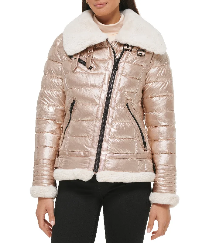 Graduation Jackets for Milestone -Puffer Jacket With Faux Fur Detail