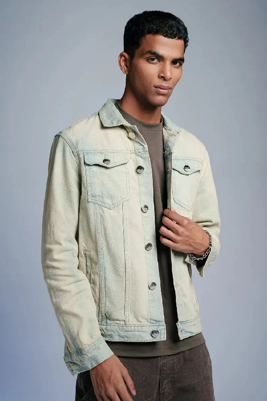 Quilted Jackets for Fashionable -Light Wave Men's Denim Trucker Jacket