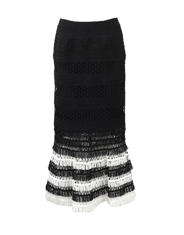 A-line skirts with flared hem elegance -Macrame Trumpet Skirt