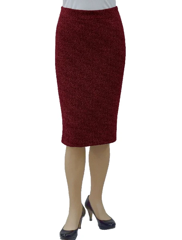 Classic black skirts for versatile outfit pairing -Women's Tapered Boucle Knit Pencil Skirt