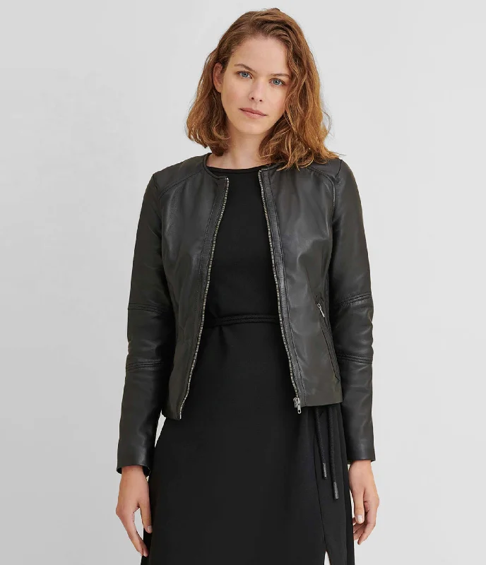 Appliquéd Jackets for Creativity -Leather Jacket With Side Stitching