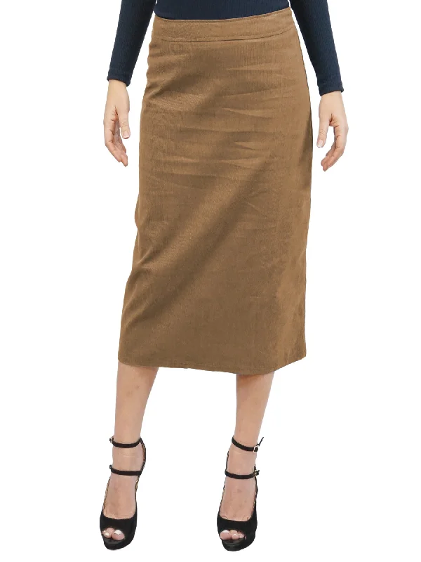 Affordable denim skirts for everyday cool -Baby'O Women's Basic Lightweight Below the Knee Midi Length Corduroy Straight Skirt