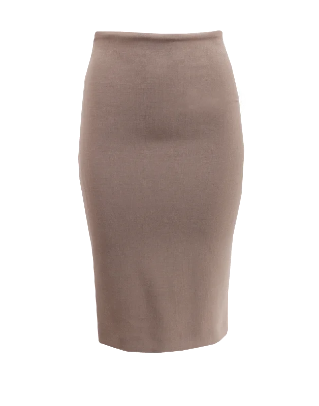 Pleated midi skirts for timeless grace -Wool Side Zip Pencil Skirt