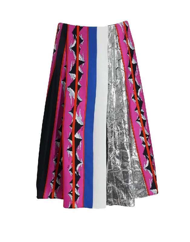 A-line skirts with flared hem elegance -Multi Print Skirt