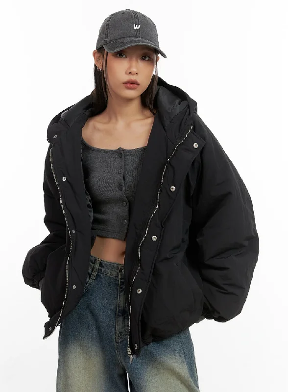 Military Jackets for Tough Look -Oversized Hooded Puffer Jacket CO424