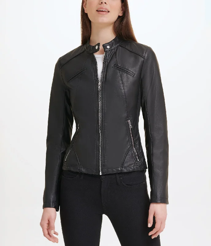 Weekend Jackets for Leisure -Faux Leather Scuba Jacket