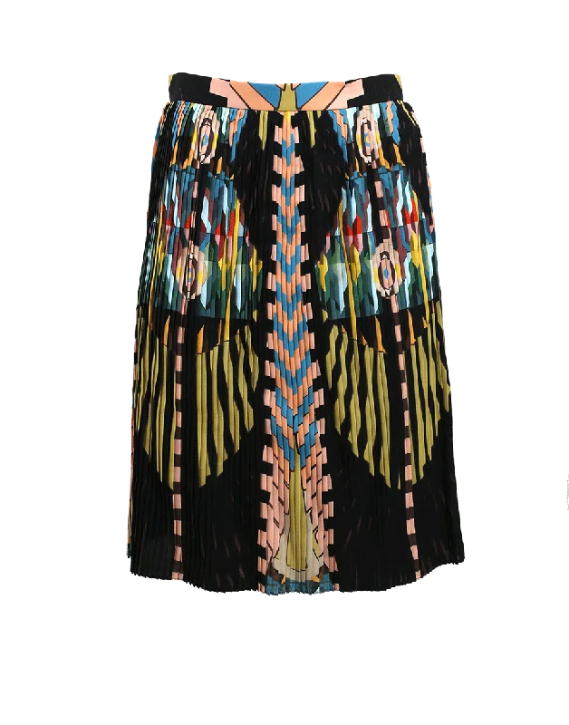 Bold skirts with metallic shimmer finish -Cleopatra Print Tech Skirt