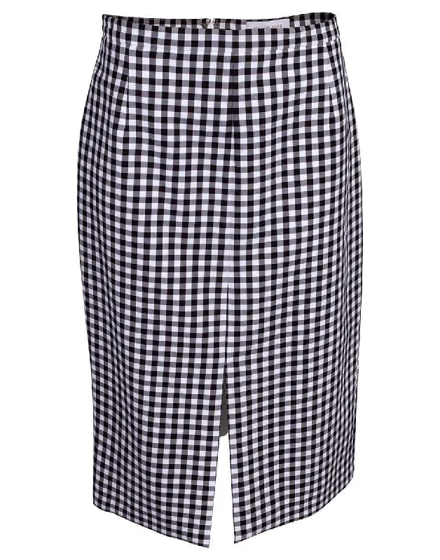 Luxury maxi skirts for dramatic flair -Gingham Cotton Slit Pencil Skirt