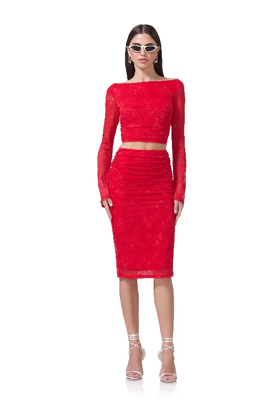 Sleeveless Dresses for Coolness -Riley Lace Skirt - Risky Red