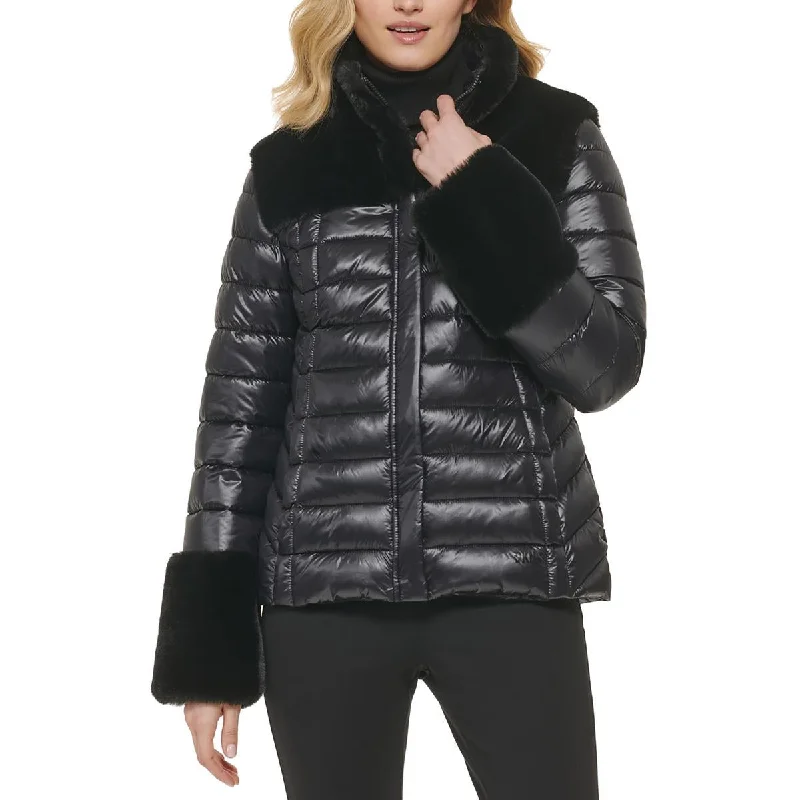 Hooded Jackets for Added Coverage -DKNY Womens Nylon Puffer Jacket