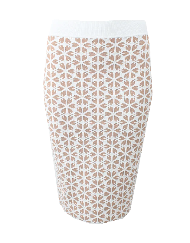 Classic skirts with subtle texture weave -Embossed Flower Skirt