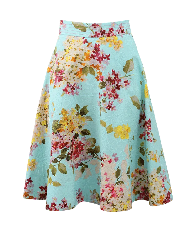 Soft linen skirts for gentle warm wear -Floral Printed Circle Skirt