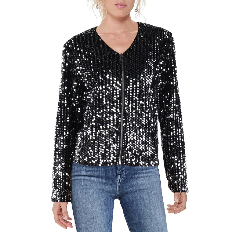 Snowboard Jackets for Snowy -WD-NY Womens Sequined Short Bomber Jacket