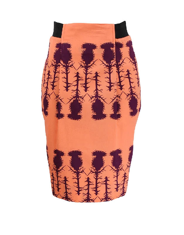 Vintage skirts with classic floral prints -Fit Print Pencil Skirt