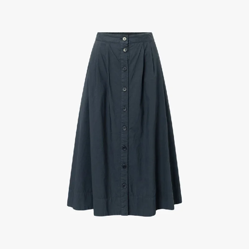 A-line skirts with flared hem elegance -Pippa Poplin Skirt (Dark Navy)