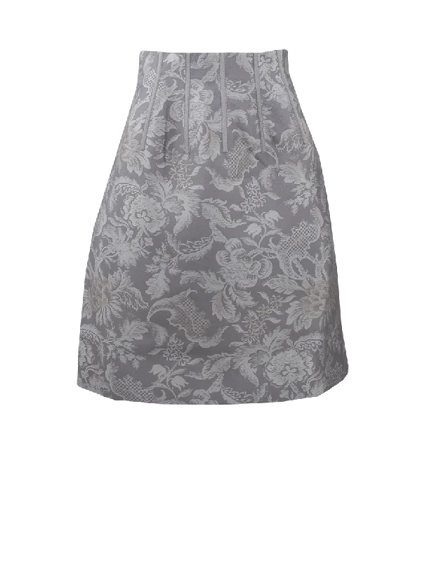 Luxury skirts with shimmering sequin details -Floral Demask Jacquard Skirt