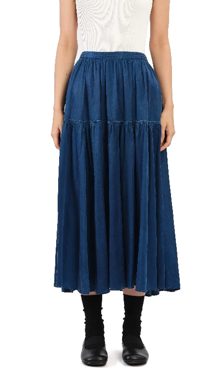 Designer skirts with premium fabric finish -Kurashikizome Gathered Skirt