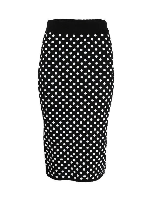 Wrap skirts with tie-front detail charm -Embroidered Polka Dot Knit Skirt