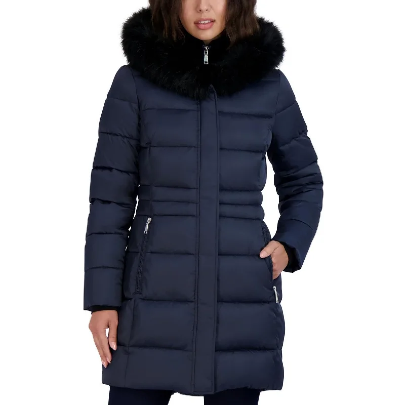 Reflective Jackets for Safety -Tahari Womens Dana Faux Fur Hooded Puffer Jacket