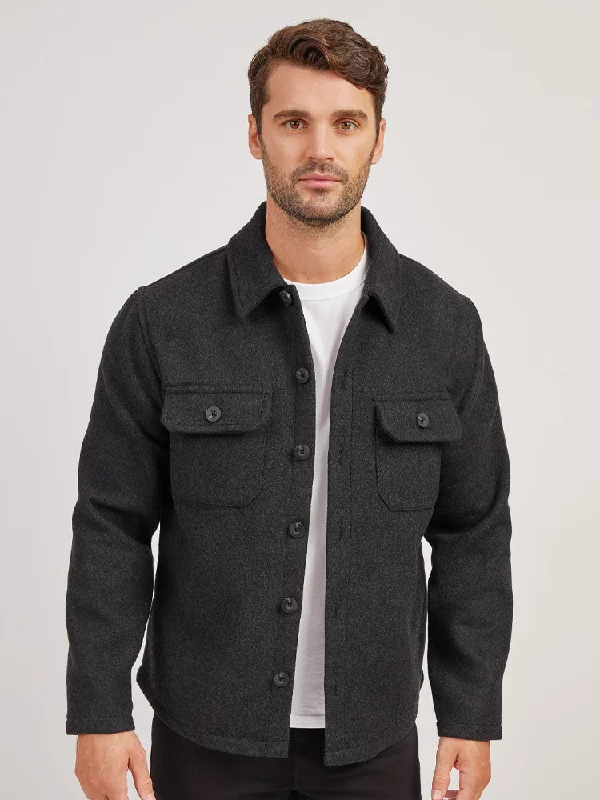 Padded Jackets for Extra Warmth -Oversized Wool Shirt Jacket