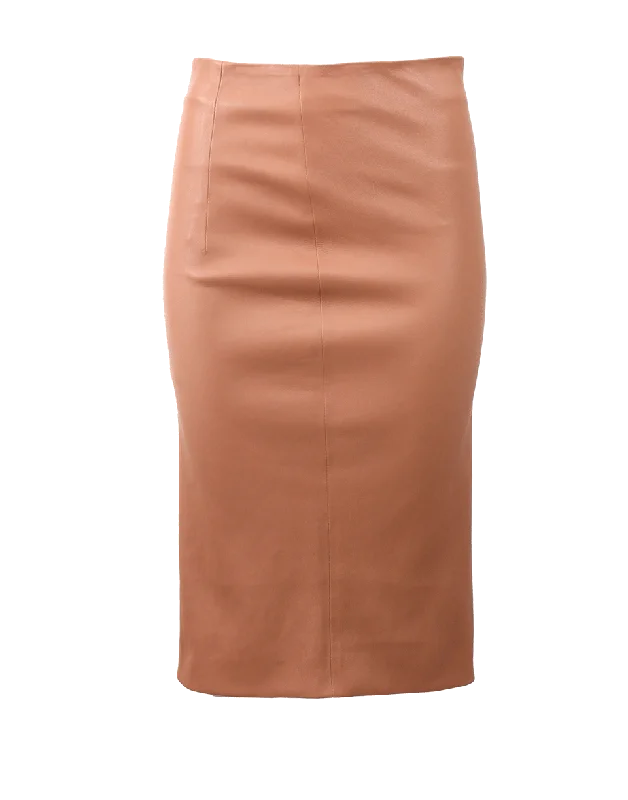 Lightweight skirts with airy fabric weave -Leather Pencil Skirt