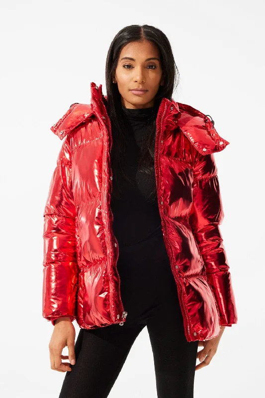 Hooded Jackets for Added Coverage -Women's Toronto Bubble Jacket (Metallic Red)