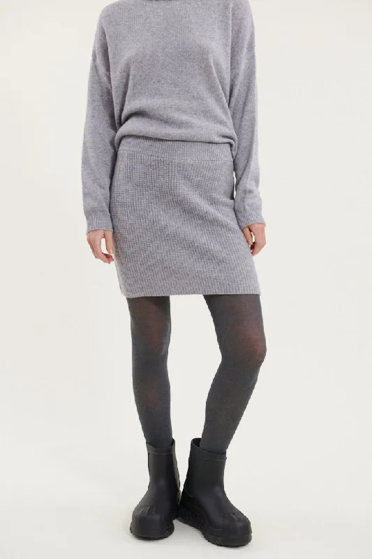 Work Dresses for Professional -Lise Short Skirt - Light Grey Mel.