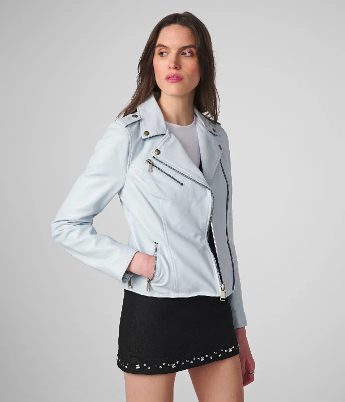 Military Jackets for Tough Look -Serena Genuine Leather Moto Jacket