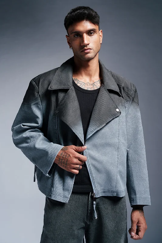 Cocktail Jackets for Elegant -Dark Sapphire Men's Oversized Biker Jacket