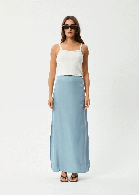 Sheath Dresses for Sophisticated -AFENDS Womens Grace - Cupro Maxi Skirt - Ether Blue