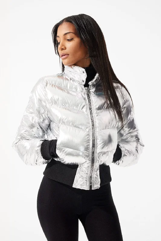 Bomber Jackets for Trendy Style -Women's Flatbush Bomber Jacket (Silver)