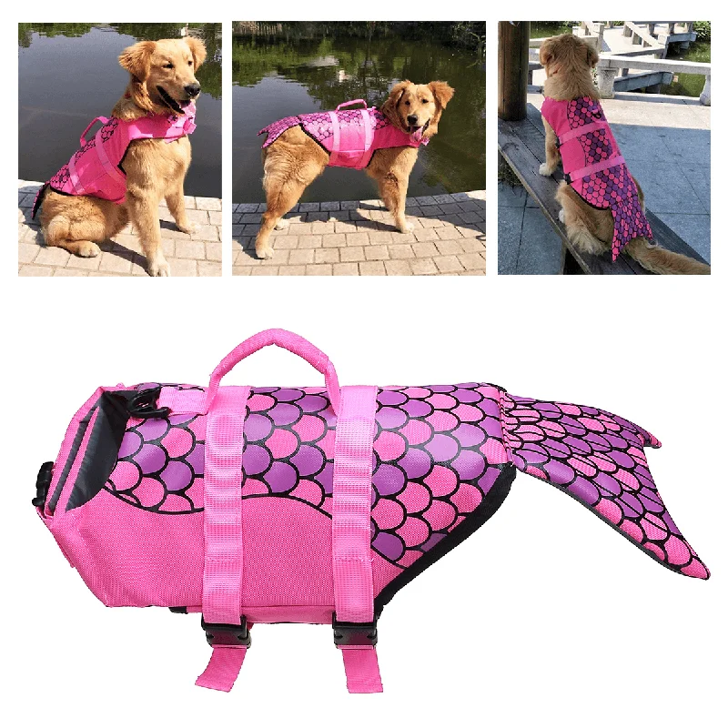 Leather Jackets for Stylish Look -Universal Dog Life Jacket Pet Swim Clothing Float Coat Safety Vest Mermaid Pet Vest