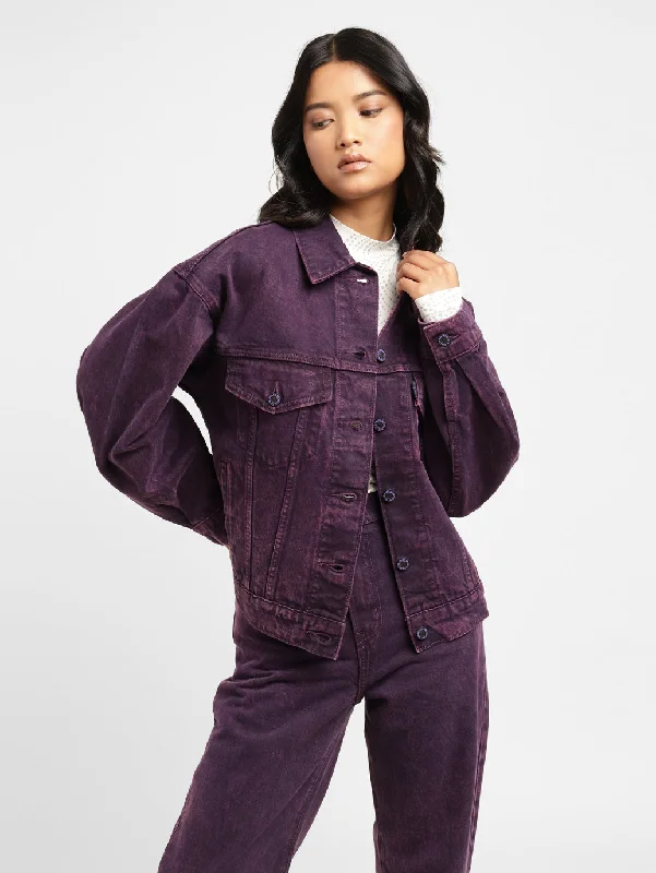 Cocktail Jackets for Elegant -Levi's x Deepika Padukone Solid Purple Shirt Collar Denim Jacket