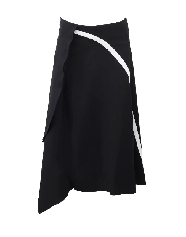 Bold leather skirts for daring fashion statements -Asymmetric Contrast Skirt