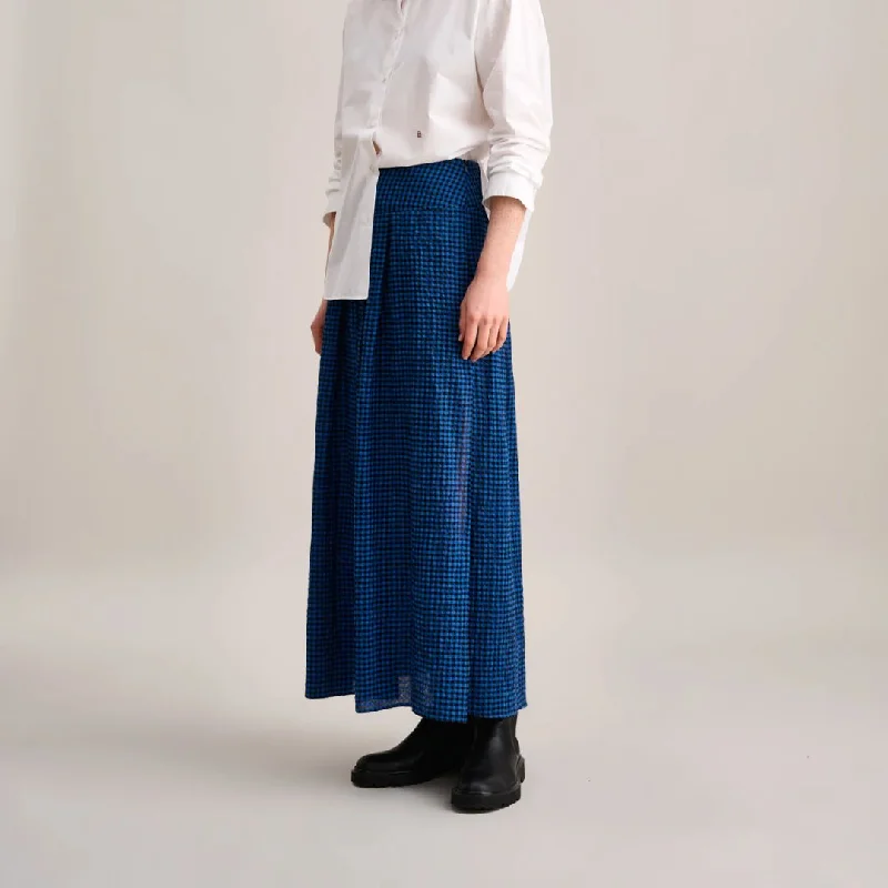 Lightweight cotton skirts for summer ease -Vinna Skirt (Check A)