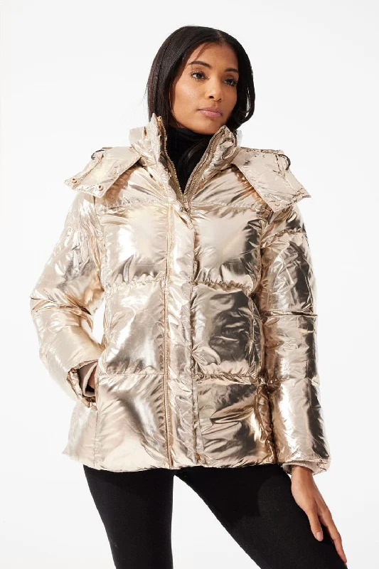 Leather Jackets for Stylish Look -Women's Toronto Bubble Jacket (Gold)