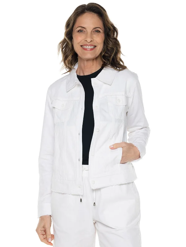 Office Jackets for Professional -Women's Everglade Chambray Cropped Jacket | White Chambray